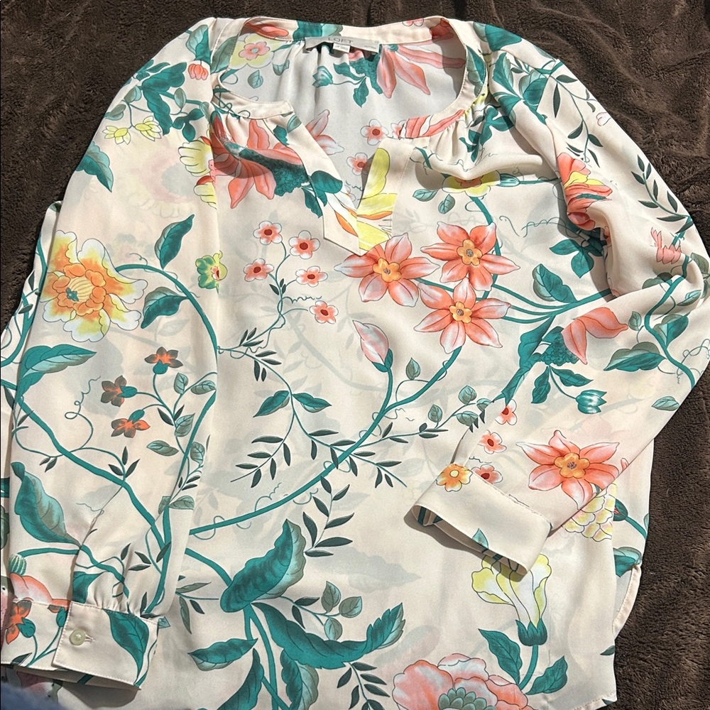 LOFT Multicolor Floral Blouse
